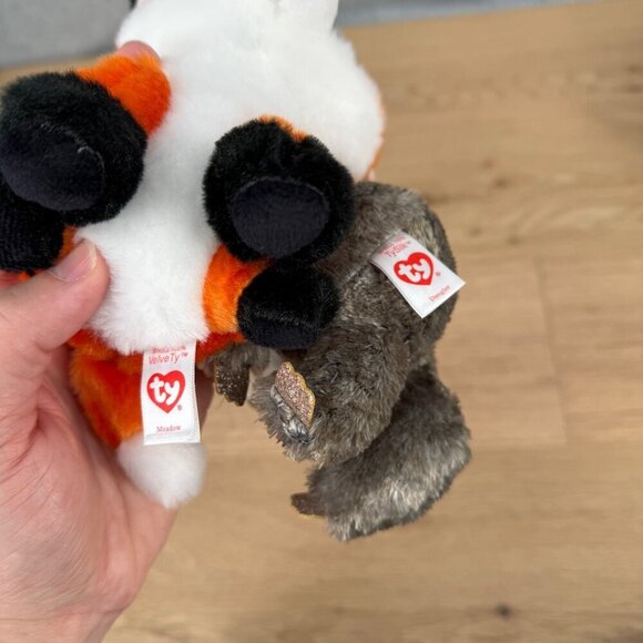 TY Beanie Boos Dangler Sloth Meadow Fox Toy LOT of 2 Small 6" VelveTy TySilk NEW - Picture 2 of 8